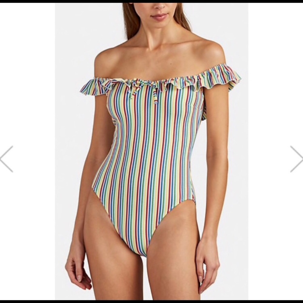 Solid and striped Amelia one piece swim su…